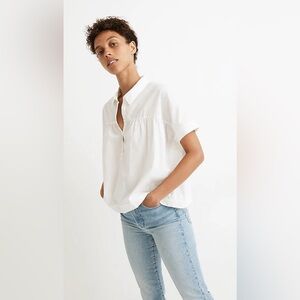 Shirred-Yoke Popover Top